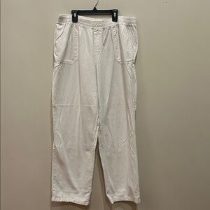Basic Editions Pants Large White Textured Casual Summer Spring Women's